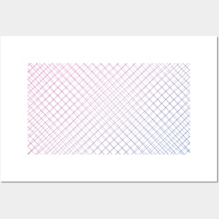 Airy Pink Purple Blue Grid Gradient - Bisexual Colors - Bi Flag Posters and Art